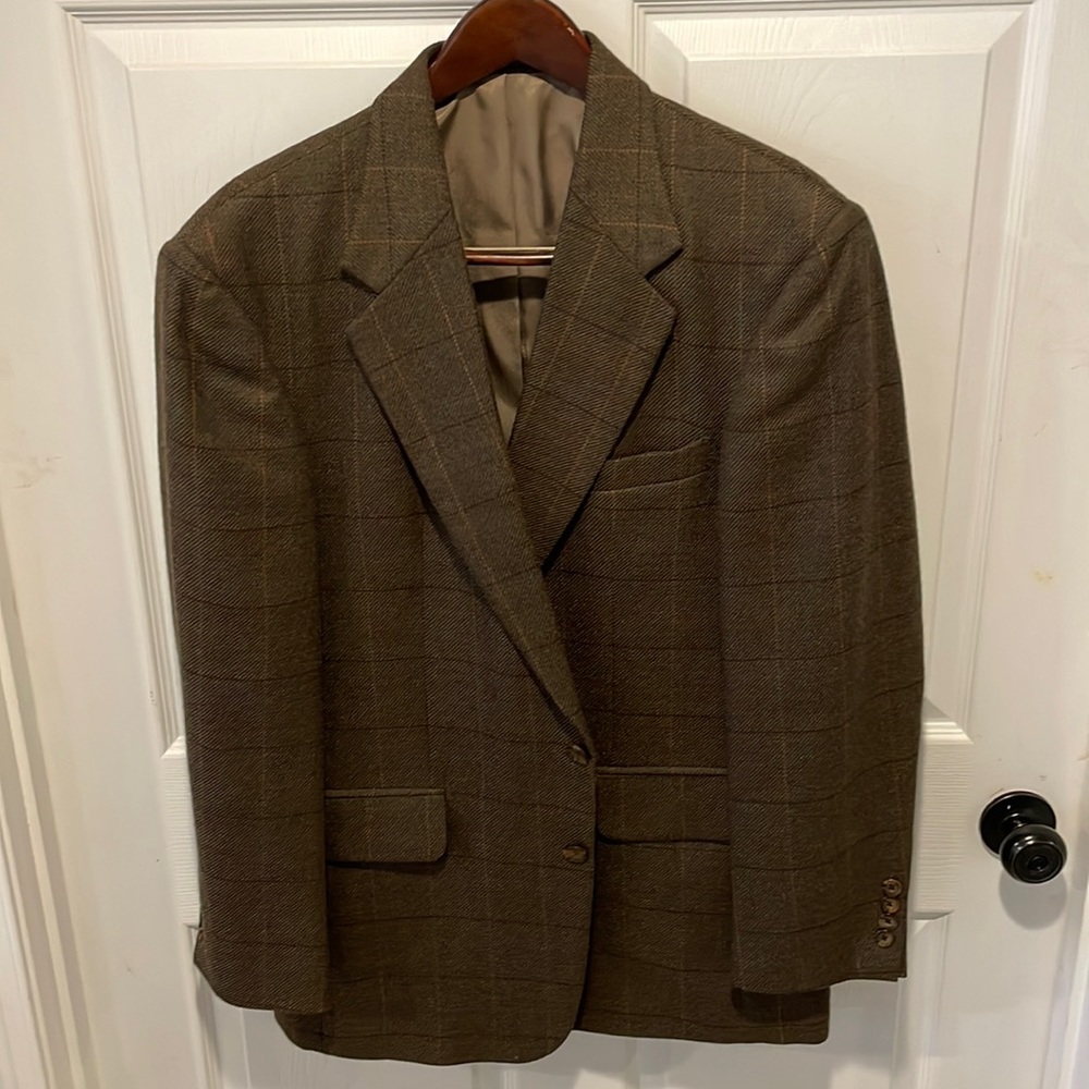 Mens 42R Oscar de la Renta blazer/sport coat 100% Wool. Plaid